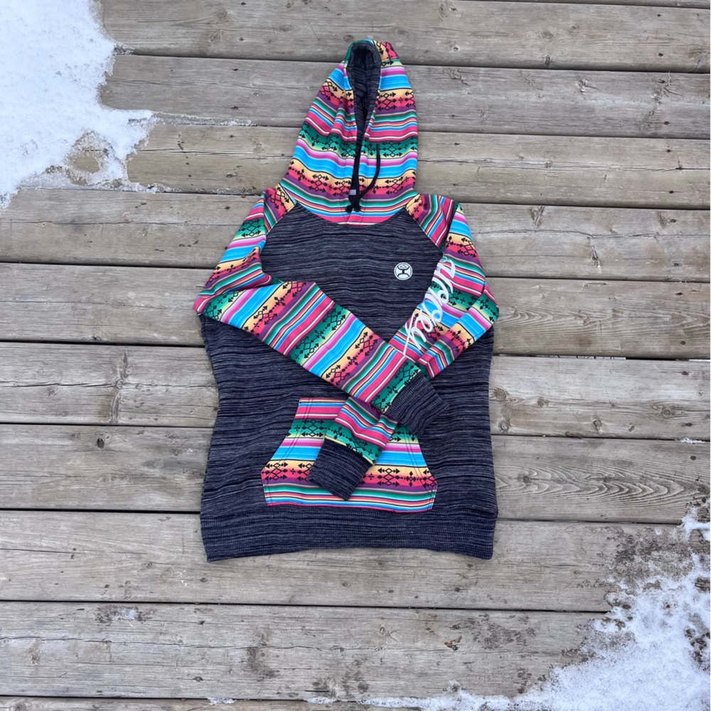 Hooey Vibrant Striped Hoodie with Charcoal